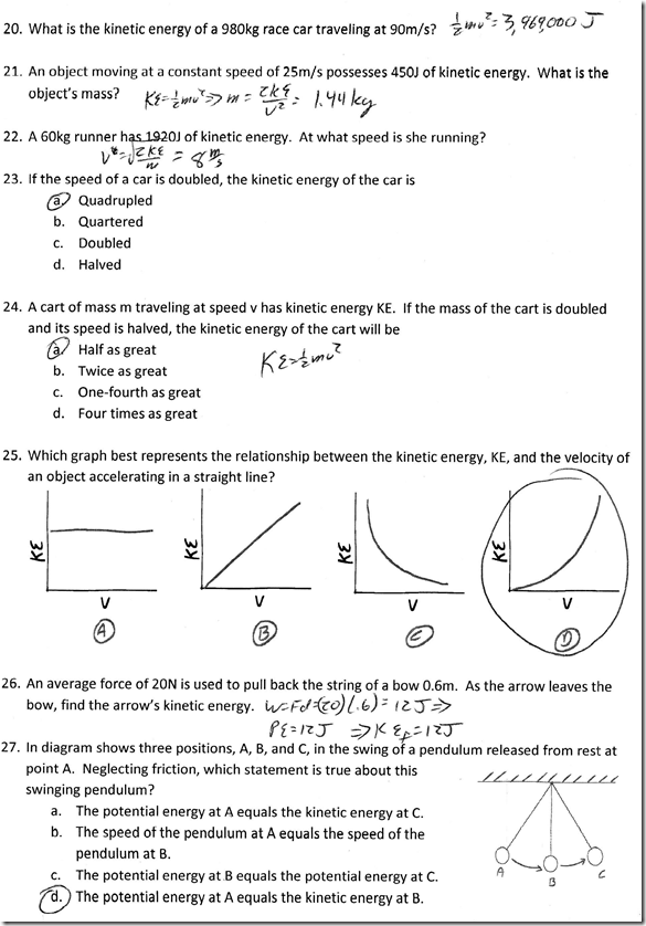 conservation of energy practice worksheet answers