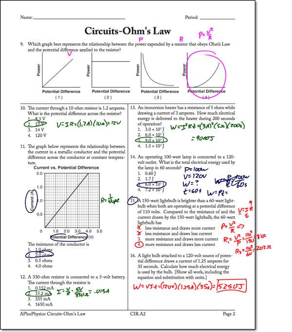 Ohm S Law Worksheet Math Booklet. Ohm. Best Free Printable Worksheets