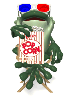 frog eating popcorn